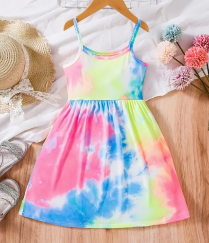 Girls Rainbow Tie Dyed Cami Dress