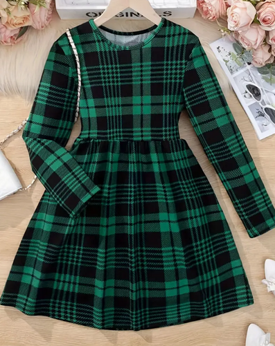 Chic Girls' Plaid Dress