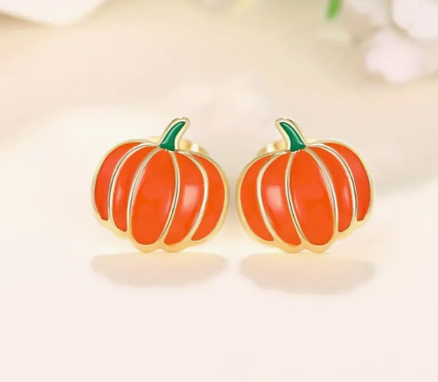 Simple Cute Pumpkin Stud Earrings