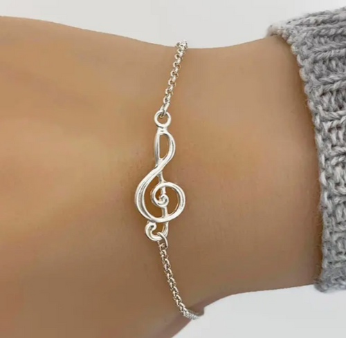 Girls Unique Music Inspired Adjustable Treble Clef Bracelet