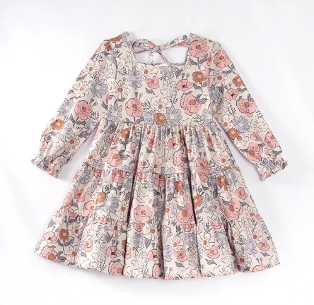 Girls Vintage Floral Fall Dress