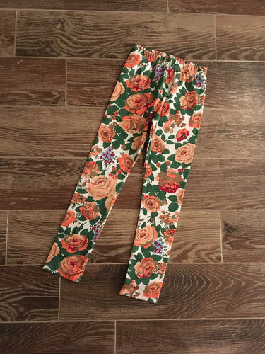 Peony Flower Print Cotton Leggings