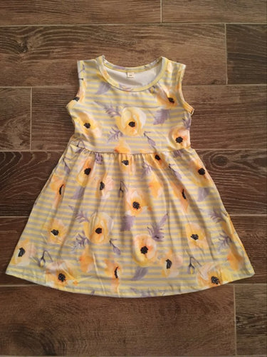 Yellow Floral Sleeveless Spring Dress